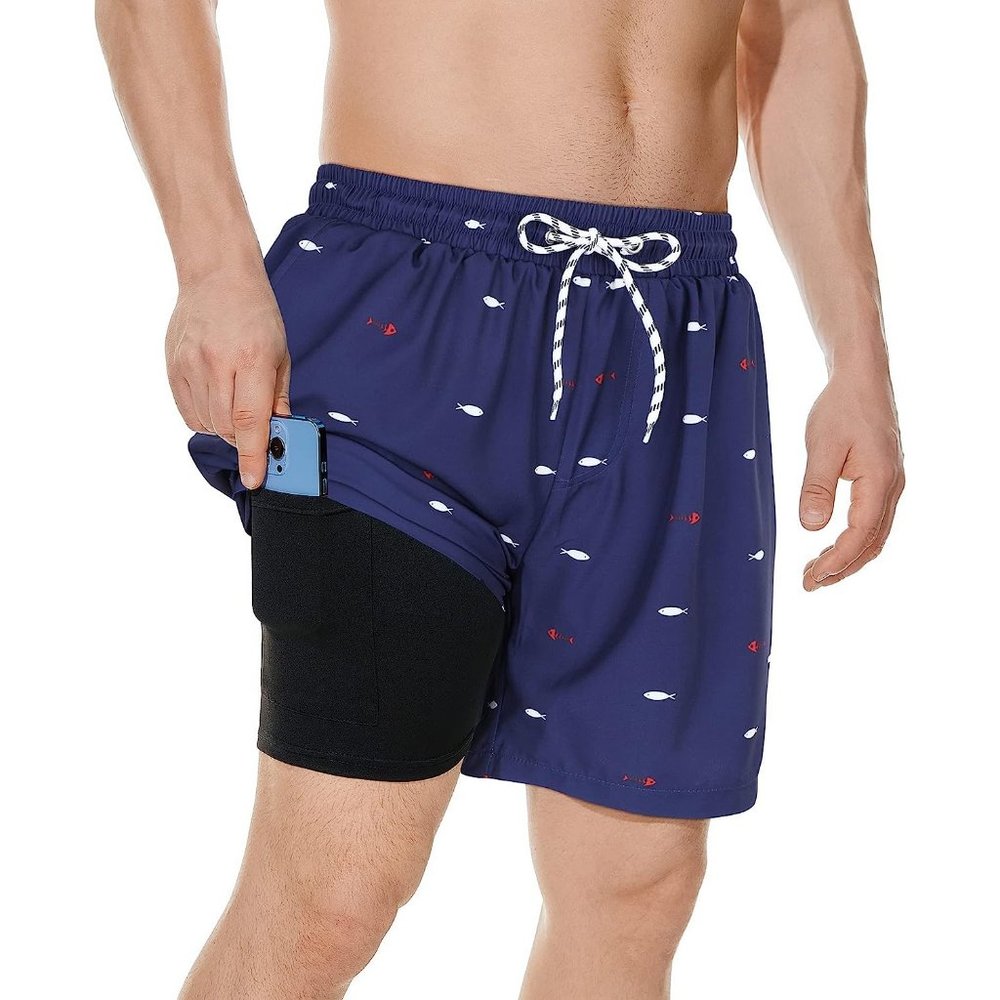 Swim Trunks Quick Dry Bathing Suit for Men with Compression Liner